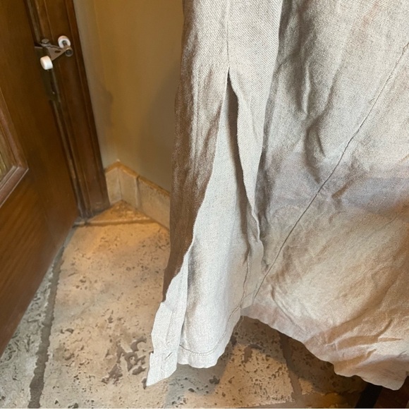 John Roberts Oatmeal Minimalist Lagenlook Linen Blend Maxi Sleeveless Sheath 12P - Picture 5 of 5